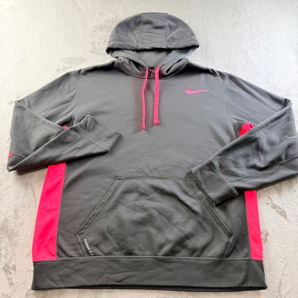 Nike Therma-FIT Pullover Hoodie Grey Pink Women's Large 485784-087
